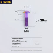 S-PARTS A3 Umbrella Head M4 Titanium Screws | L06-35mm D8.5 | Motorcycle / Car TC4 Bolts - Detail 71