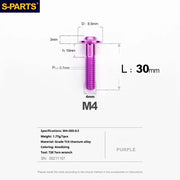 S-PARTS A3 Umbrella Head M4 Titanium Screws | L06-35mm D8.5 | Motorcycle / Car TC4 Bolts - Detail 74
