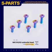 S-PARTS A3 Umbrella Head Series M8 L15-50mm D16 Titanium Screws for Bike | Motorcycle / Automotive