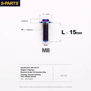 S-PARTS A3 Umbrella Head Series M8 L15-50mm D16 Titanium Screws for Bike | Motorcycle / Automotive - Detail 8