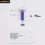 S-PARTS A3 Umbrella Head Series M8 L15-50mm D16 Titanium Screws for Bike | Motorcycle / Automotive - Detail 10