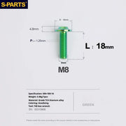 S-PARTS A3 Umbrella Head Series M8 L15-50mm D16 Titanium Screws for Bike | Motorcycle / Automotive - Detail 15