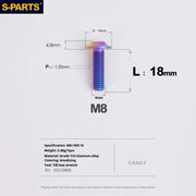 S-PARTS A3 Umbrella Head Series M8 L15-50mm D16 Titanium Screws for Bike | Motorcycle / Automotive - Detail 16