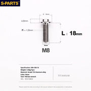 S-PARTS A3 Umbrella Head Series M8 L15-50mm D16 Titanium Screws for Bike | Motorcycle / Automotive - Detail 19