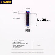 S-PARTS A3 Umbrella Head Series M8 L15-50mm D16 Titanium Screws for Bike | Motorcycle / Automotive - Detail 20
