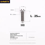 S-PARTS A3 Umbrella Head Series M8 L15-50mm D16 Titanium Screws for Bike | Motorcycle / Automotive - Detail 29