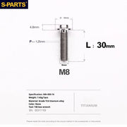 S-PARTS A3 Umbrella Head Series M8 L15-50mm D16 Titanium Screws for Bike | Motorcycle / Automotive - Detail 36