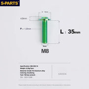 S-PARTS A3 Umbrella Head Series M8 L15-50mm D16 Titanium Screws for Bike | Motorcycle / Automotive - Detail 45