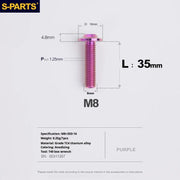 S-PARTS A3 Umbrella Head Series M8 L15-50mm D16 Titanium Screws for Bike | Motorcycle / Automotive - Detail 46