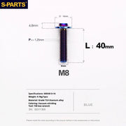 S-PARTS A3 Umbrella Head Series M8 L15-50mm D16 Titanium Screws for Bike | Motorcycle / Automotive - Detail 49