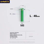 S-PARTS A3 Umbrella Head Series M8 L15-50mm D16 Titanium Screws for Bike | Motorcycle / Automotive - Detail 50