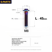 S-PARTS A3 Umbrella Head Series M8 L15-50mm D16 Titanium Screws for Bike | Motorcycle / Automotive - Detail 59