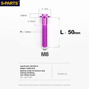 S-PARTS A3 Umbrella Head Series M8 L15-50mm D16 Titanium Screws for Bike | Motorcycle / Automotive - Detail 67
