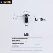 S-PARTS A3 Umbrella Head Step Series M8 Black Titanium Screws for Bike | Motorcycle / Auto - Detail 8
