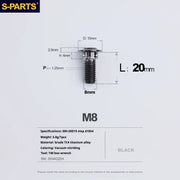 S-PARTS A3 Umbrella Head Step Series M8 Black Titanium Screws for Bike | Motorcycle / Auto - Detail 9