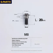 S-PARTS A3 Umbrella Head Step Series M8 Black Titanium Screws for Bike | Motorcycle / Auto - Detail 11