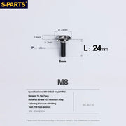 S-PARTS A3 Umbrella Head Step Series M8 Black Titanium Screws for Bike | Motorcycle / Auto - Detail 16