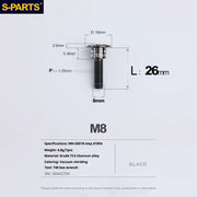 S-PARTS A3 Umbrella Head Step Series M8 Black Titanium Screws for Bike | Motorcycle / Auto - Detail 20