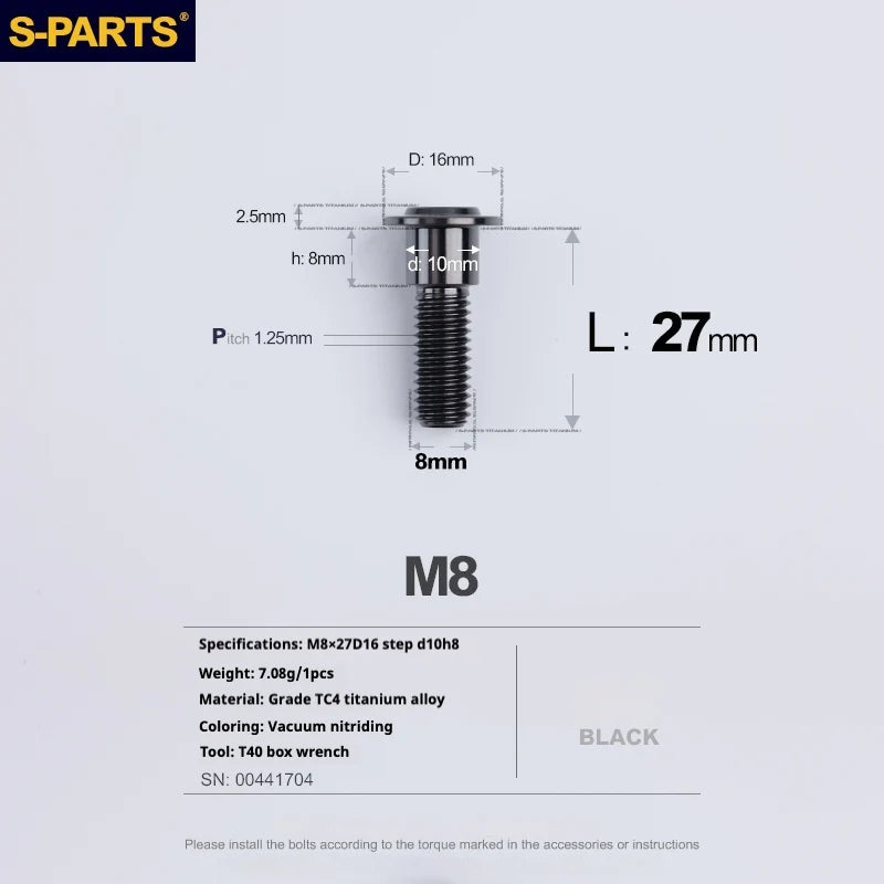 S-PARTS A3 Umbrella Head Step Series M8 Black Titanium Screws for Bike | Motorcycle / Auto - Detail 21