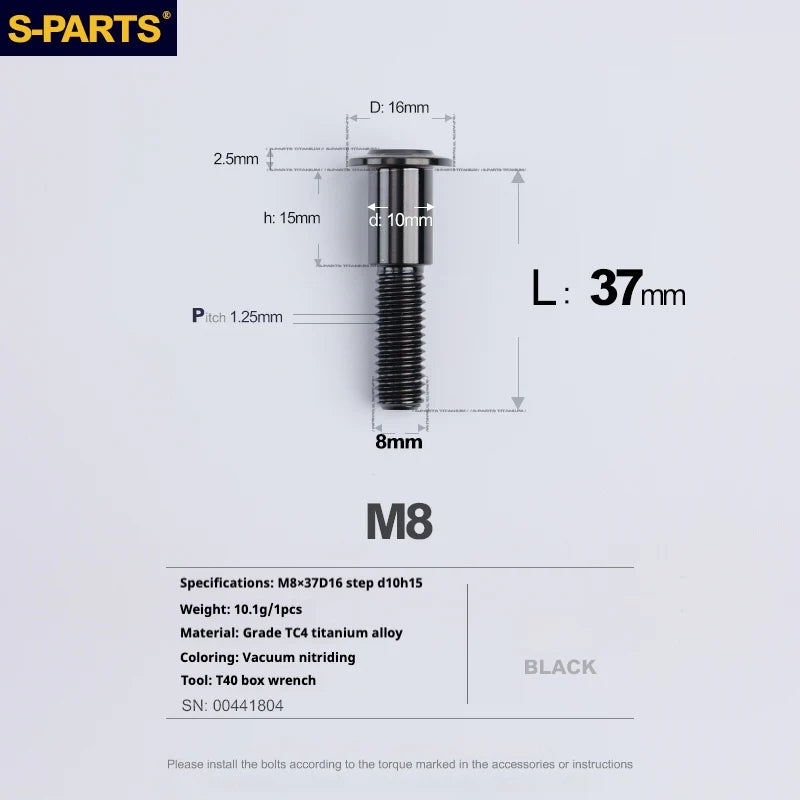 S-PARTS A3 Umbrella Head Step Series M8 Black Titanium Screws for Bike | Motorcycle / Auto - Detail 28