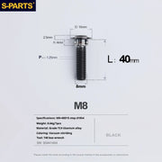 S-PARTS A3 Umbrella Head Step Series M8 Black Titanium Screws for Bike | Motorcycle / Auto - Detail 29