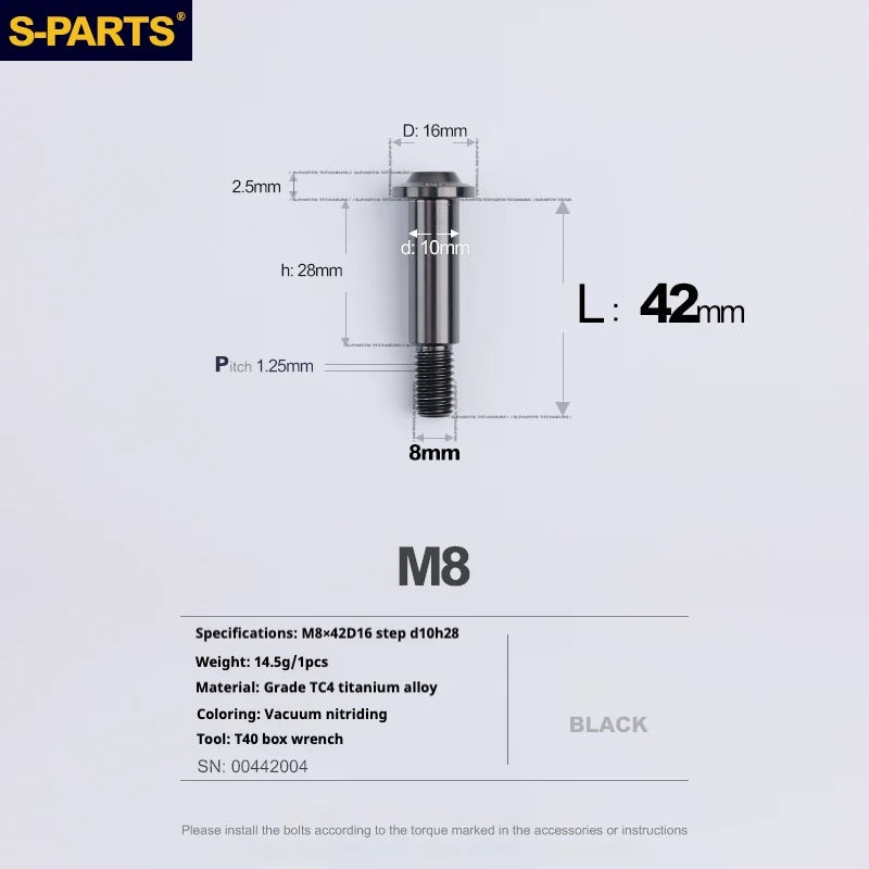 S-PARTS A3 Umbrella Head Step Series M8 Black Titanium Screws for Bike | Motorcycle / Auto - Detail 30