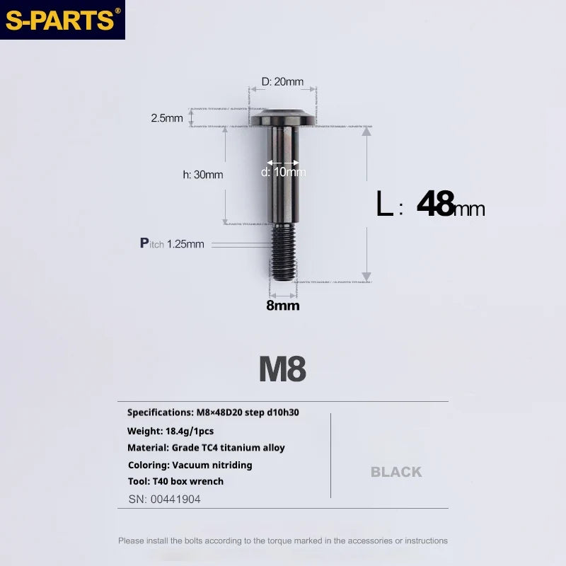 S-PARTS A3 Umbrella Head Step Series M8 Black Titanium Screws for Bike | Motorcycle / Auto - Detail 31