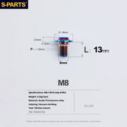 S-PARTS A3 Umbrella Head Step Series M8 Blue Titanium Screws for Bike | Motorcycle / Auto - Detail 6