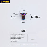 S-PARTS A3 Umbrella Head Step Series M8 Blue Titanium Screws for Bike | Motorcycle / Auto - Detail 7