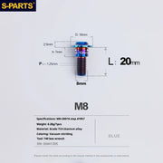 S-PARTS A3 Umbrella Head Step Series M8 Blue Titanium Screws for Bike | Motorcycle / Auto - Detail 11