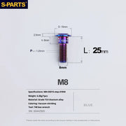 S-PARTS A3 Umbrella Head Step Series M8 Blue Titanium Screws for Bike | Motorcycle / Auto - Detail 18