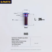 S-PARTS A3 Umbrella Head Step Series M8 Blue Titanium Screws for Bike | Motorcycle / Auto - Detail 19