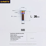 S-PARTS A3 Umbrella Head Step Series M8 Blue Titanium Screws for Bike | Motorcycle / Auto - Detail 20