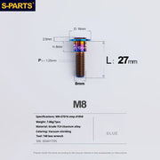 S-PARTS A3 Umbrella Head Step Series M8 Blue Titanium Screws for Bike | Motorcycle / Auto - Detail 21
