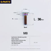 S-PARTS A3 Umbrella Head Step Series M8 Blue Titanium Screws for Bike | Motorcycle / Auto - Detail 24