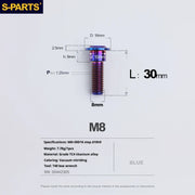 S-PARTS A3 Umbrella Head Step Series M8 Blue Titanium Screws for Bike | Motorcycle / Auto - Detail 25