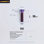 S-PARTS A3 Umbrella Head Step Series M8 Blue Titanium Screws for Bike | Motorcycle / Auto - Detail 27