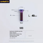 S-PARTS A3 Umbrella Head Step Series M8 Blue Titanium Screws for Bike | Motorcycle / Auto - Detail 29