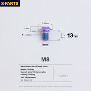 S-PARTS A3 Umbrella Head Step Series M8 Candy Color Titanium Screws for Bike | Motorcycle / Auto - Detail 6