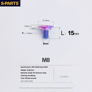S-PARTS A3 Umbrella Head Step Series M8 Candy Color Titanium Screws for Bike | Motorcycle / Auto - Detail 7