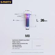 S-PARTS A3 Umbrella Head Step Series M8 Candy Color Titanium Screws for Bike | Motorcycle / Auto - Detail 18