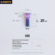 S-PARTS A3 Umbrella Head Step Series M8 Candy Color Titanium Screws for Bike | Motorcycle / Auto - Detail 19