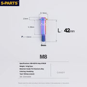 S-PARTS A3 Umbrella Head Step Series M8 Candy Color Titanium Screws for Bike | Motorcycle / Auto - Detail 25
