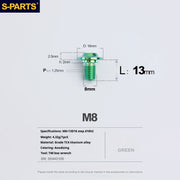S-PARTS A3 Umbrella Head Step Series M8 Green Titanium Screws for Bike | Motorcycle / Auto - Detail 6