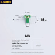 S-PARTS A3 Umbrella Head Step Series M8 Green Titanium Screws for Bike | Motorcycle / Auto - Detail 7