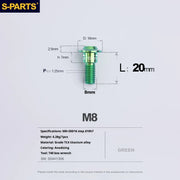 S-PARTS A3 Umbrella Head Step Series M8 Green Titanium Screws for Bike | Motorcycle / Auto - Detail 11