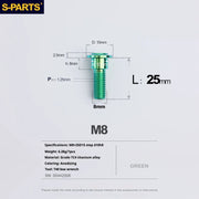 S-PARTS A3 Umbrella Head Step Series M8 Green Titanium Screws for Bike | Motorcycle / Auto - Detail 18