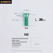 S-PARTS A3 Umbrella Head Step Series M8 Green Titanium Screws for Bike | Motorcycle / Auto - Detail 19