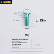 S-PARTS A3 Umbrella Head Step Series M8 Green Titanium Screws for Bike | Motorcycle / Auto - Detail 20