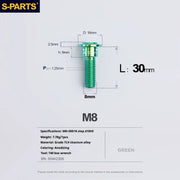 S-PARTS A3 Umbrella Head Step Series M8 Green Titanium Screws for Bike | Motorcycle / Auto - Detail 23